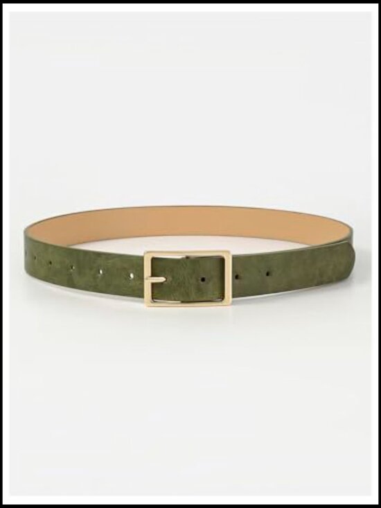 PU Leather Fashion Belt with Gold Metal Buckle for Women Dressy Waist Belts